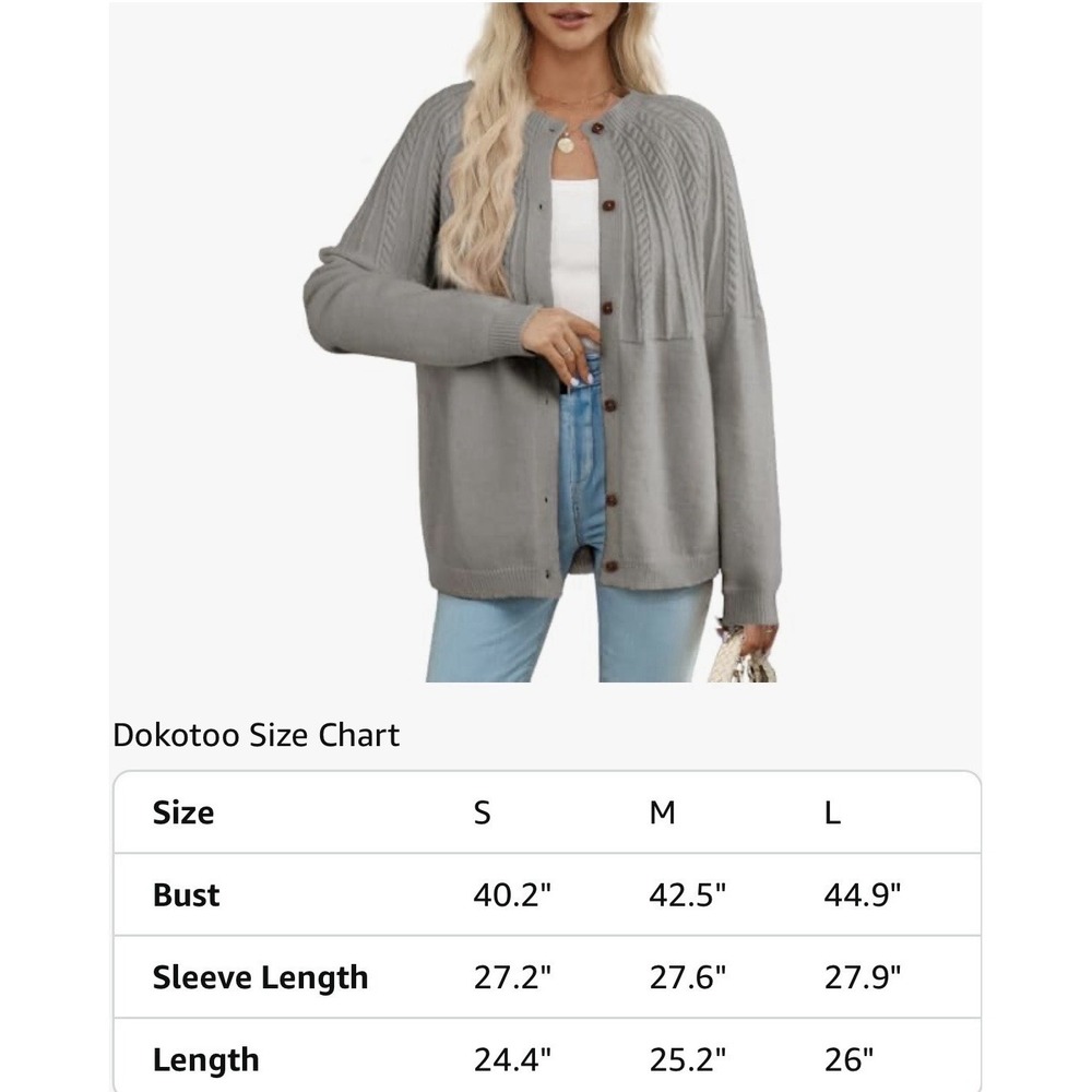 NWT Dokotoo Women's Long Sleeve Cardigan Sweater - Color Grey - Size M